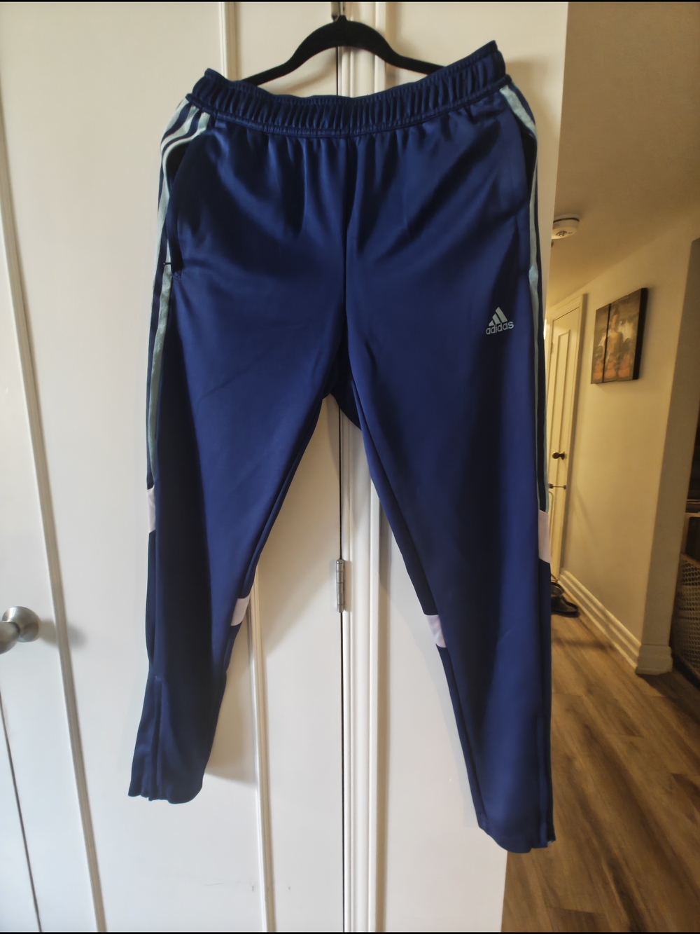 adidas  Navy Blue Track Joggers with Side Stripes